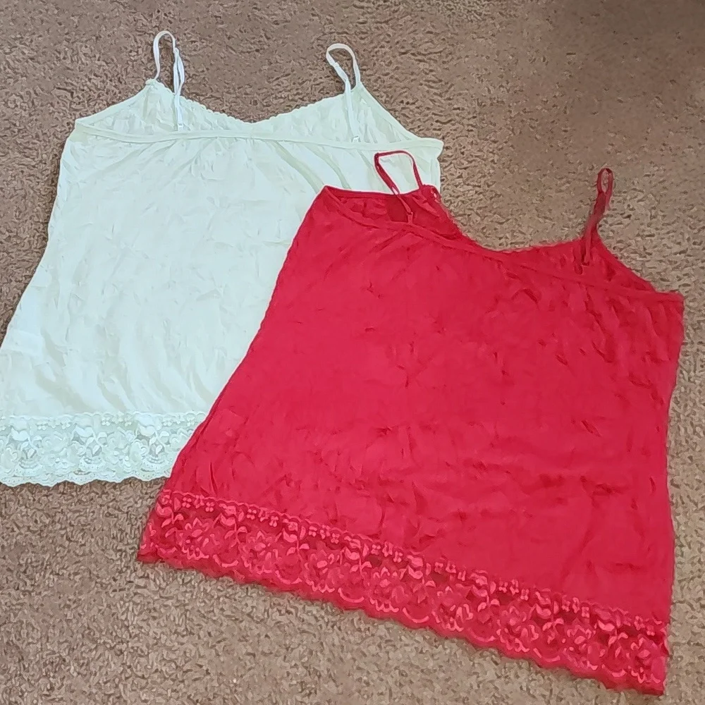 Maurices Lace Trim Cami Set - Red and Mint - Picture 2 of 4